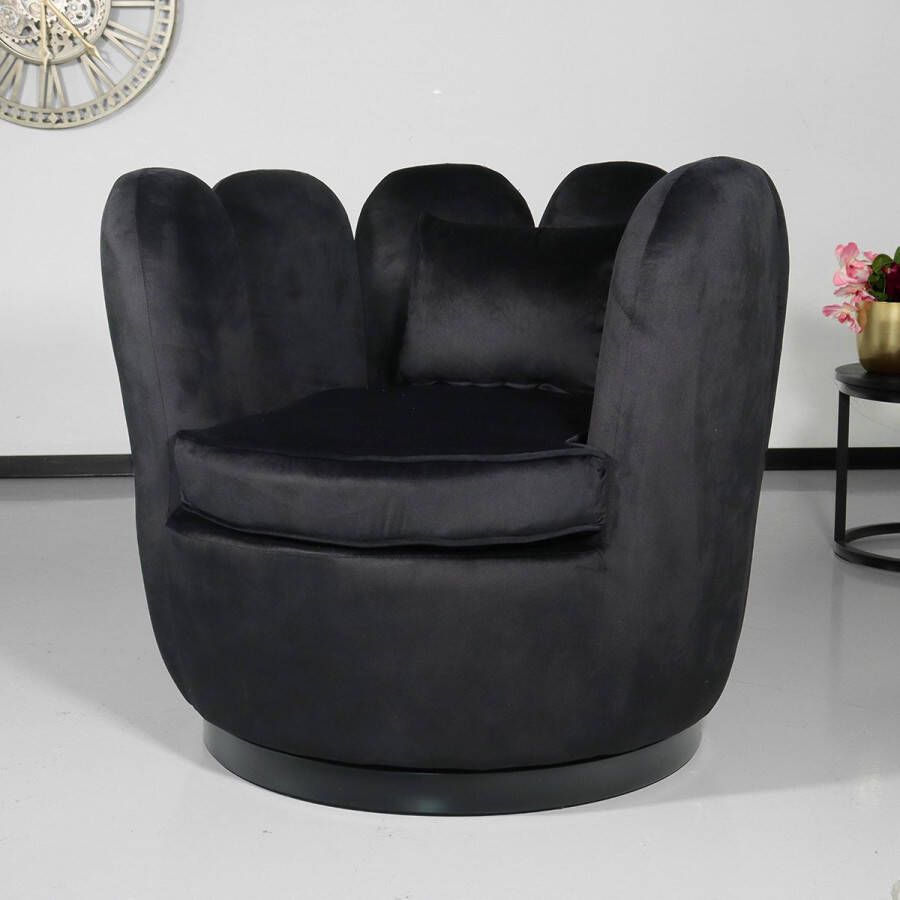 Lizzely Garden & Living Fauteuil Daphne velvet zwart draaibare fauteuil - Foto 2
