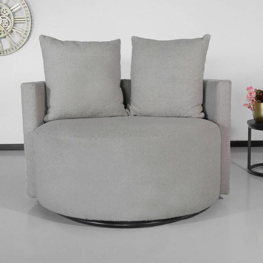 Lizzely Garden & Living Fauteuil loveseat teddy grijs draaibare fauteuil