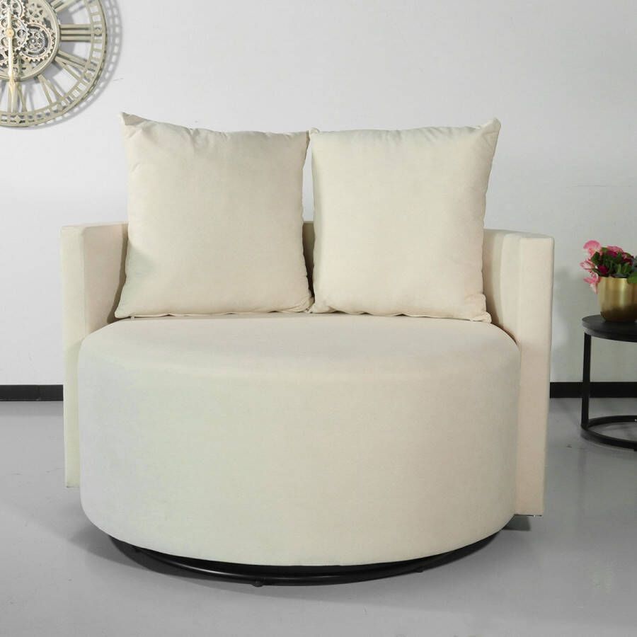 Lizzely Garden & Living Fauteuil loveseat velvet creme draaibare fauteuil