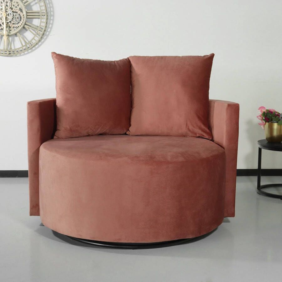 Lizzely Garden & Living Fauteuil loveseat velvet oud roze draaibare fauteuil