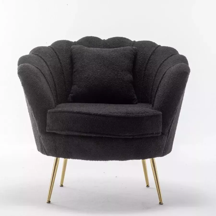 Lizzely Garden & Living Fauteuil zitbank 1 persoons stoel Belle teddy zwart - Foto 3