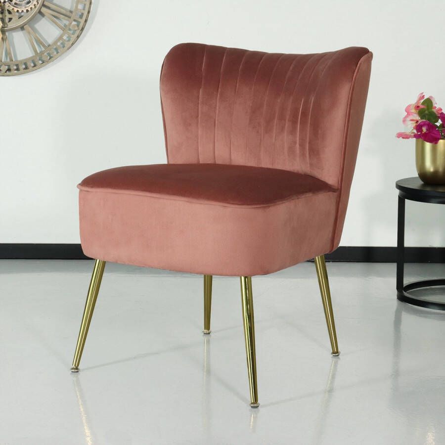 Lizzely Garden & Living Fauteuil zitbank 1 persoons Rilaan velvet oud roze stoel - Foto 2