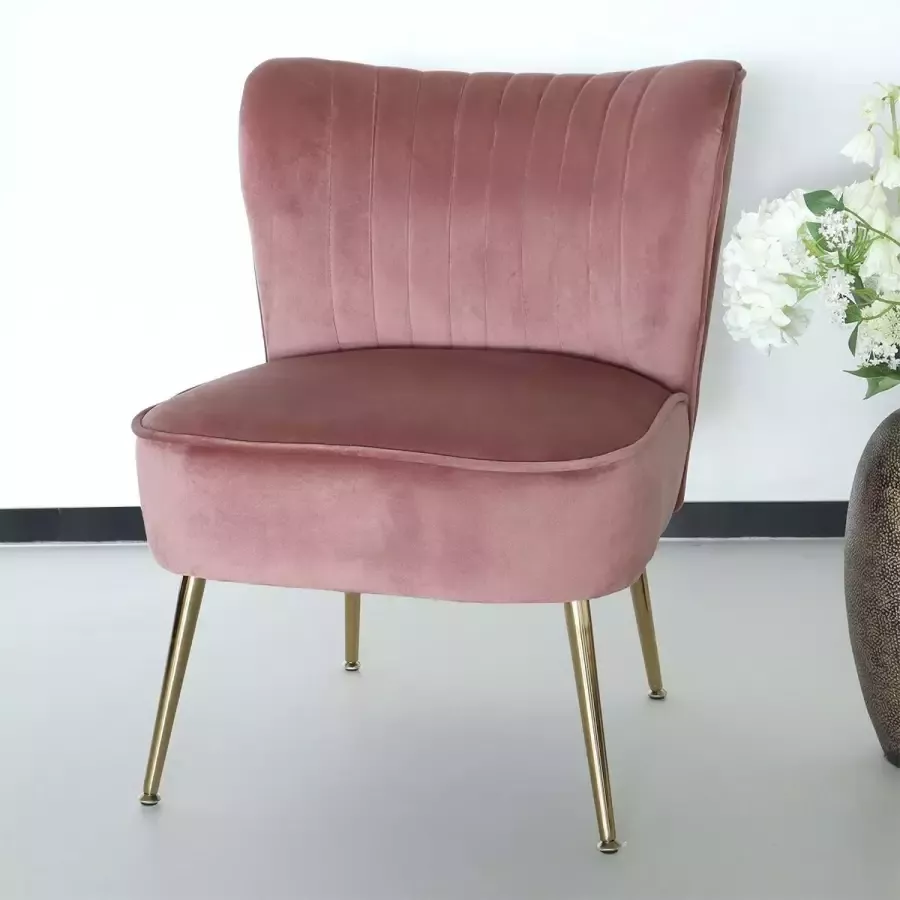 Lizzely Garden & Living Fauteuil zitbank 1 persoons Rilaan velvet oud roze stoel - Foto 3