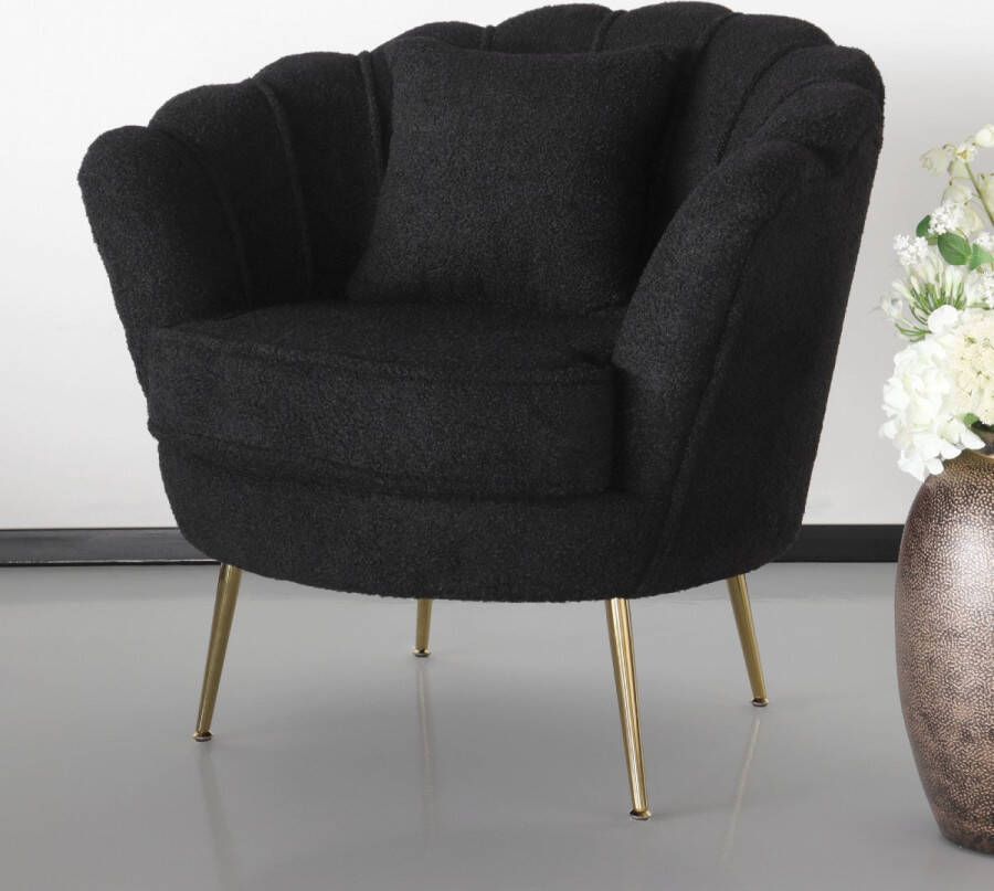 Lizzely Garden & Living Fauteuil zitbank 1 persoons stoel Belle teddy zwart - Foto 2