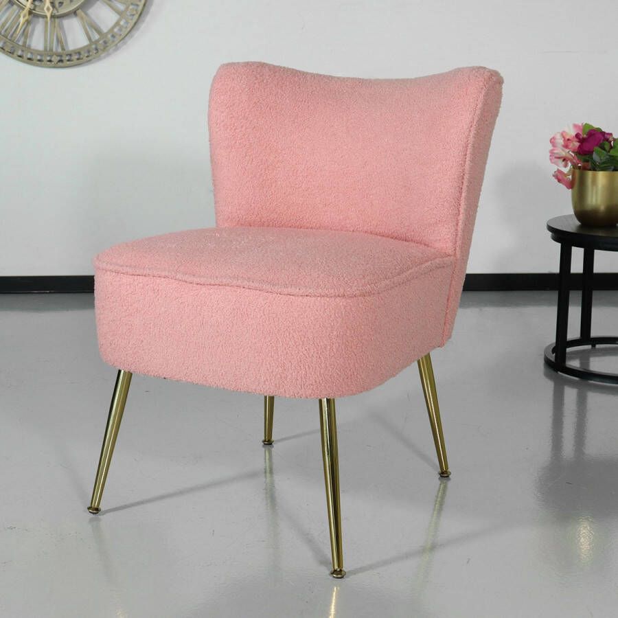 Lizzely Garden & Living Fauteuil zitbank 1 persoons Teddy roze stoel - Foto 2