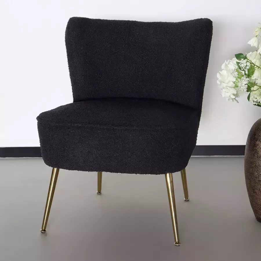 Lizzely Garden & Living Fauteuil zitbank 1 persoons Teddy zwart stoel - Foto 3