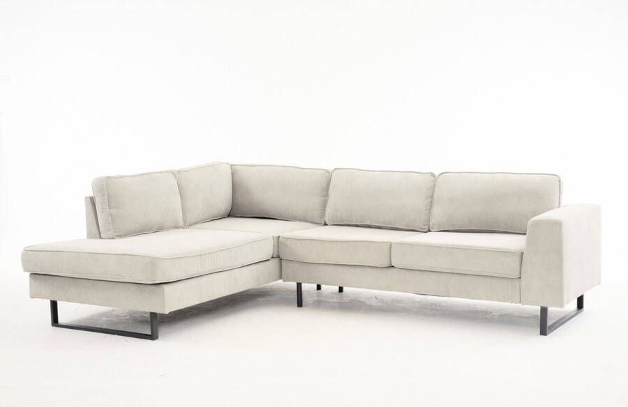 Lizzely Garden & Living Hoekbank design Puckerto 290cm bank beige ribstof hoek loungebank links bankstel - Foto 2