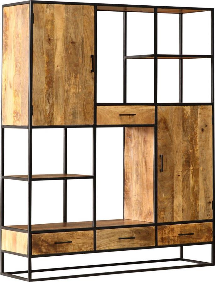 Lizzely Garden & Living Kast industrieel mangohout Dani bruin mango hout wandkast 200cm vakkenkast mango duurzaam - Foto 2