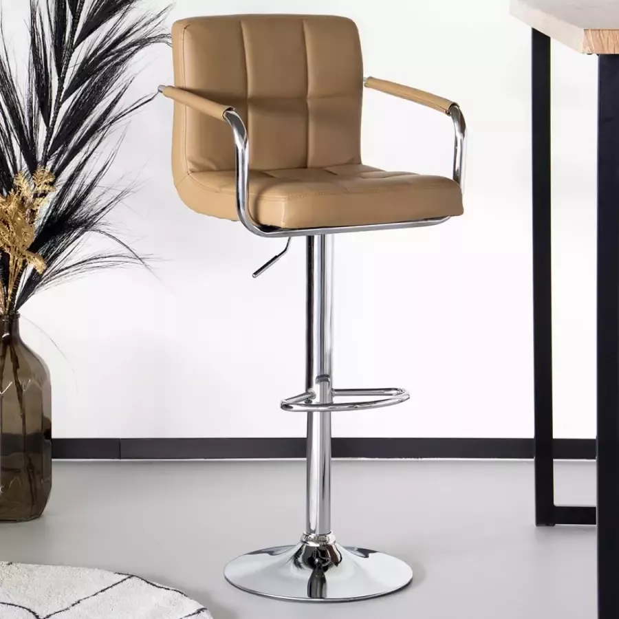 Lizzely Garden & Living Barkruk Anel met armleuning: lichtbruin leder barstoel - Foto 2