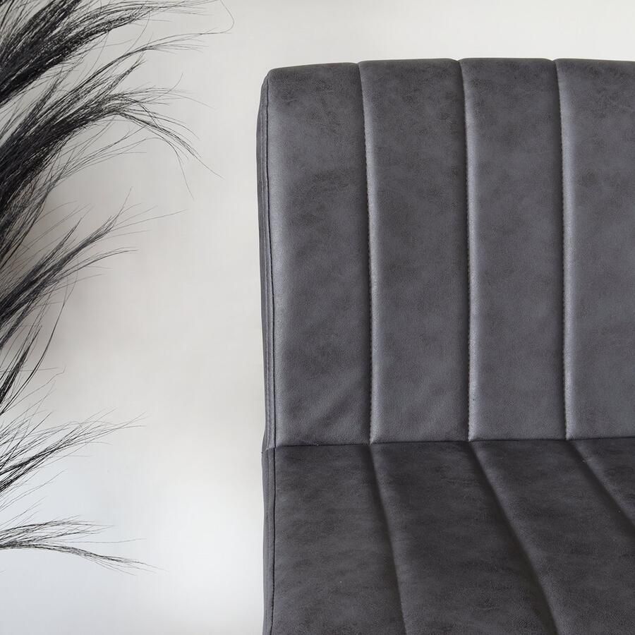 Lizzely Garden & Living Barkruk Anel met rugleuning: antraciet barstoel met zwart onderstel - Foto 2