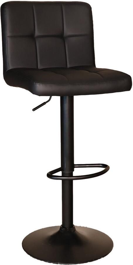 Lizzely Garden & Living Barkruk Anel met rugleuning: zwart leder barstoel met zwart onderstel - Foto 2