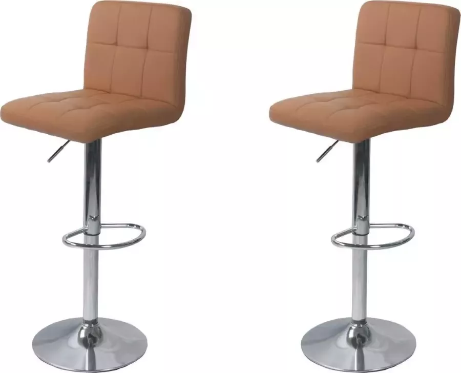 Lizzely Garden & Living Barkruk Anel set van 2: Lichtbruin leder barstoel - Foto 2