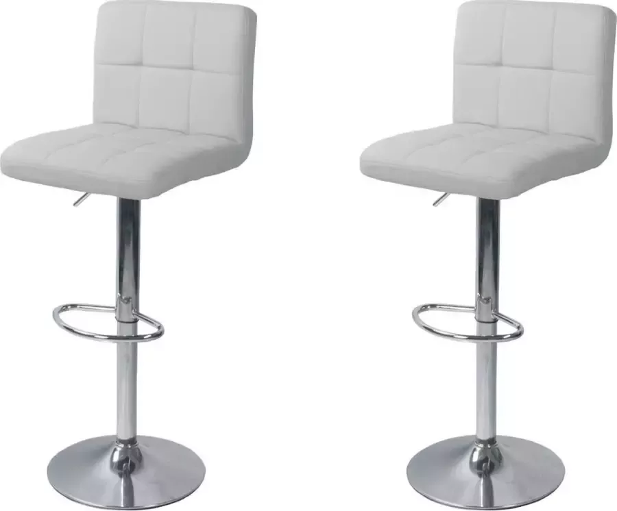 Lizzely Garden & Living SET DEAL: 2 stuks Barkruk Anel met rugleuning: lichtgrijs leder barstoel - Foto 2