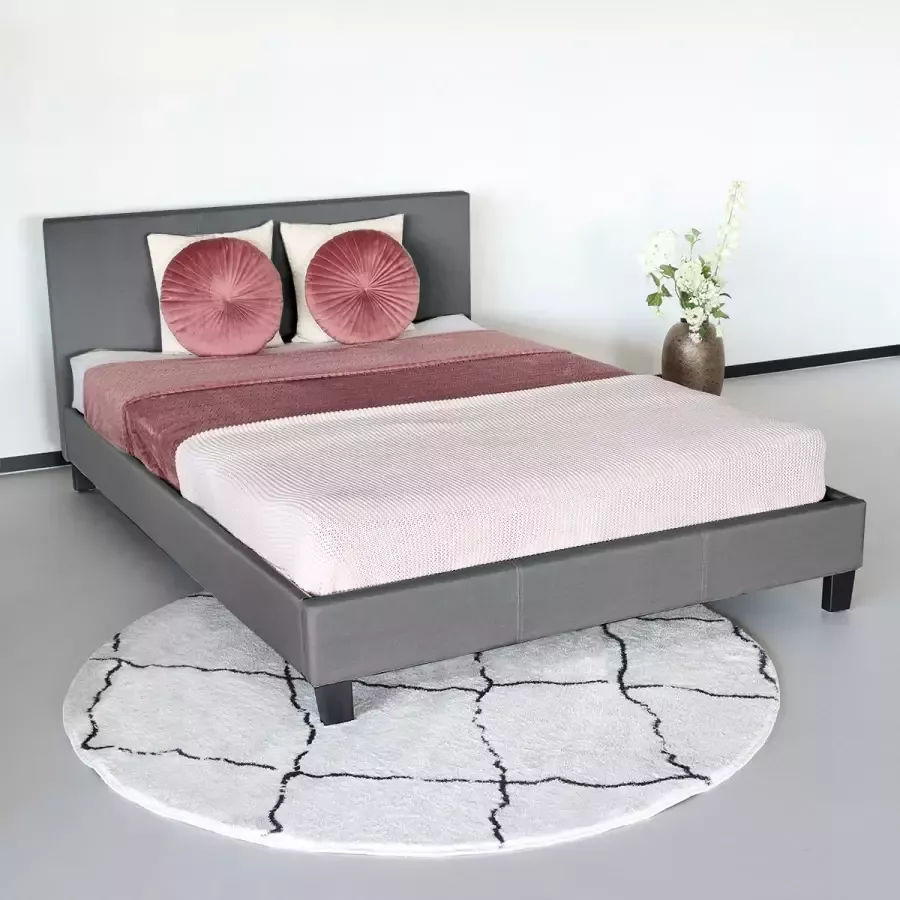 Lizzely Garden & Living Bedframe Dico 140x200cm antraciet stof bed ledikant