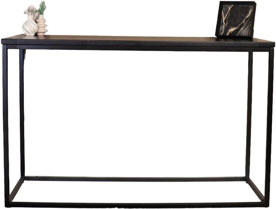 Lizzely Garden & Living Bijzettafel 120cm duurzaam mangohout zwart Osso industrieel side table