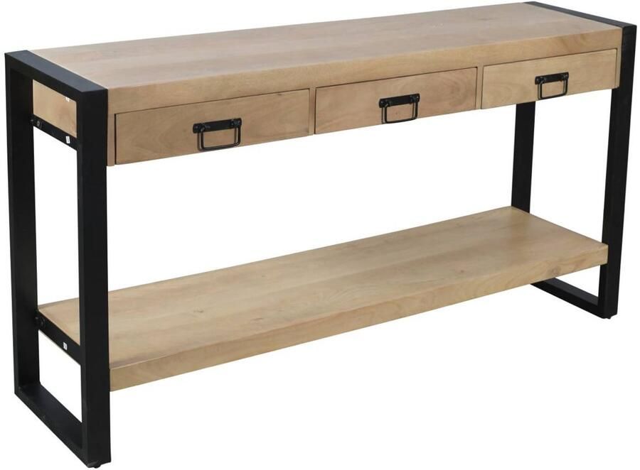 Lizzely Garden & Living Bijzettafel 150cm duurzaam mangohout Vera lichtbruin industrieel side table