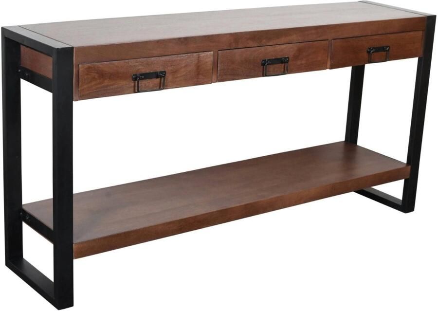 Lizzely Garden & Living Bijzettafel 150cm duurzaam mangohout Vera walnoot industrieel side table