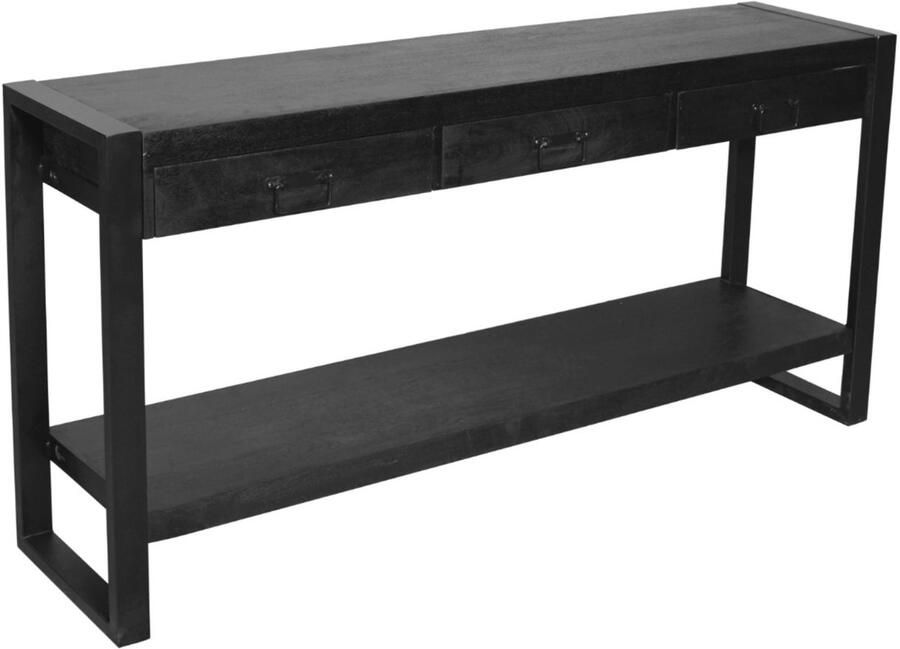 Lizzely Garden & Living Bijzettafel 150cm mangohout Vera zwart