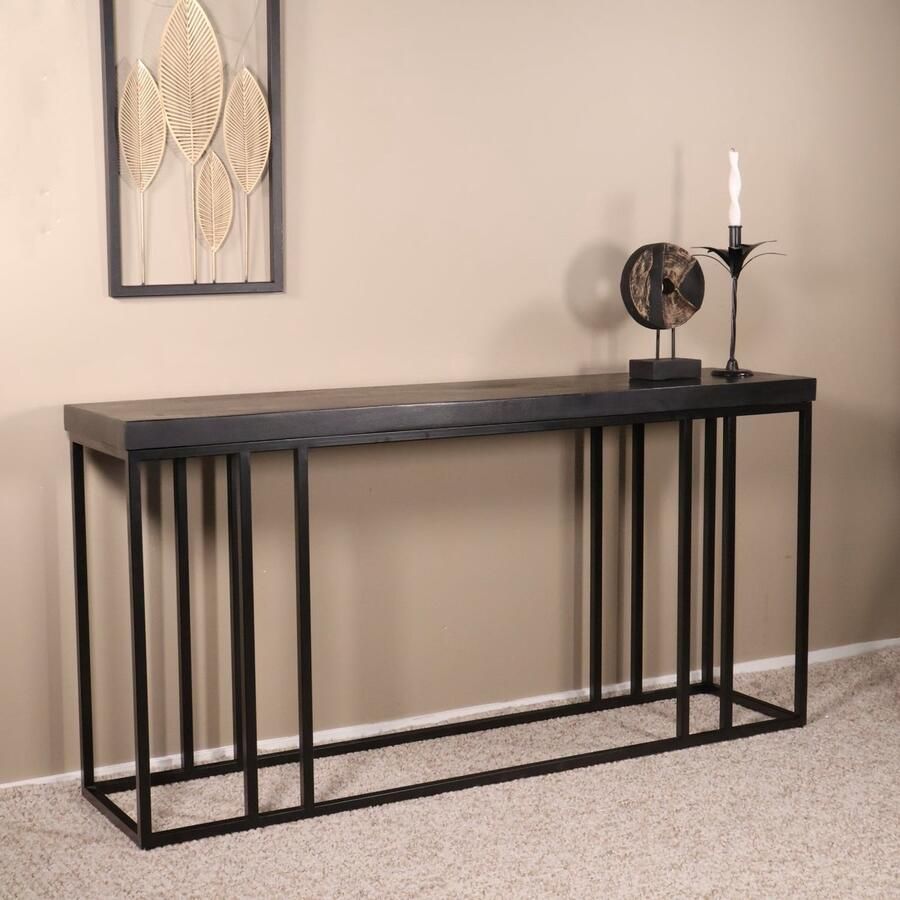 Lizzely Garden & Living Bijzettafel 180cm duurzaam mangohout Don zwart industrieel side table