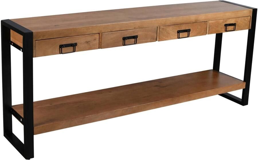 Lizzely Garden & Living Bijzettafel 180cm duurzaam mangohout Vera bruin industrieel side table - Foto 2