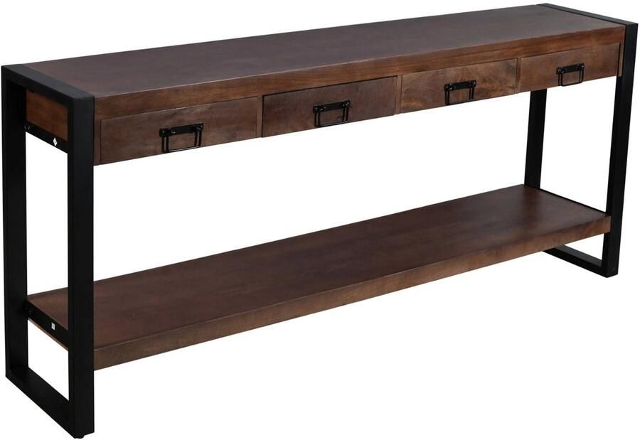 Lizzely Garden & Living Bijzettafel 180cm duurzaam mangohout Vera walnoot industrieel side table