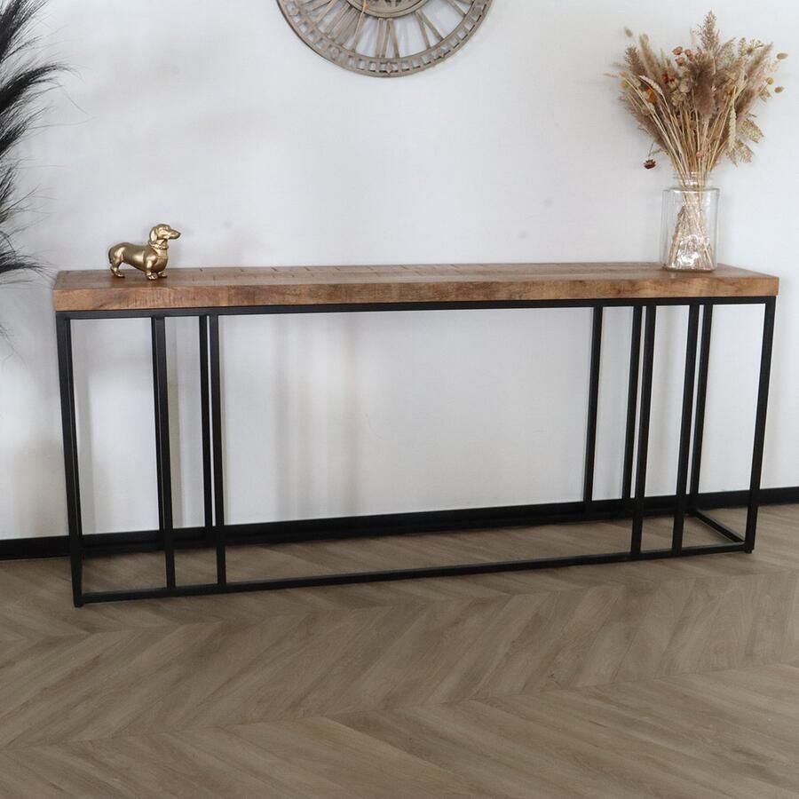 Lizzely Garden & Living Bijzettafel duurzaam mangohout Don 180cm bruin industrieel side table