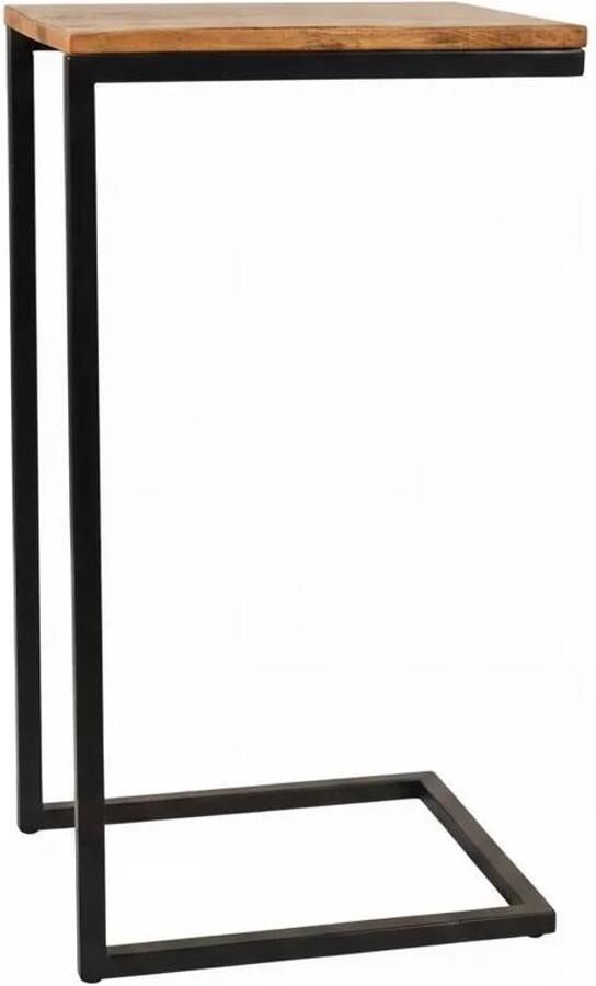 Lizzely Garden & Living Bijzettafel industrieel Jerry 70cm bruin duurzaam mangohout laptoptafel mango side table - Foto 4