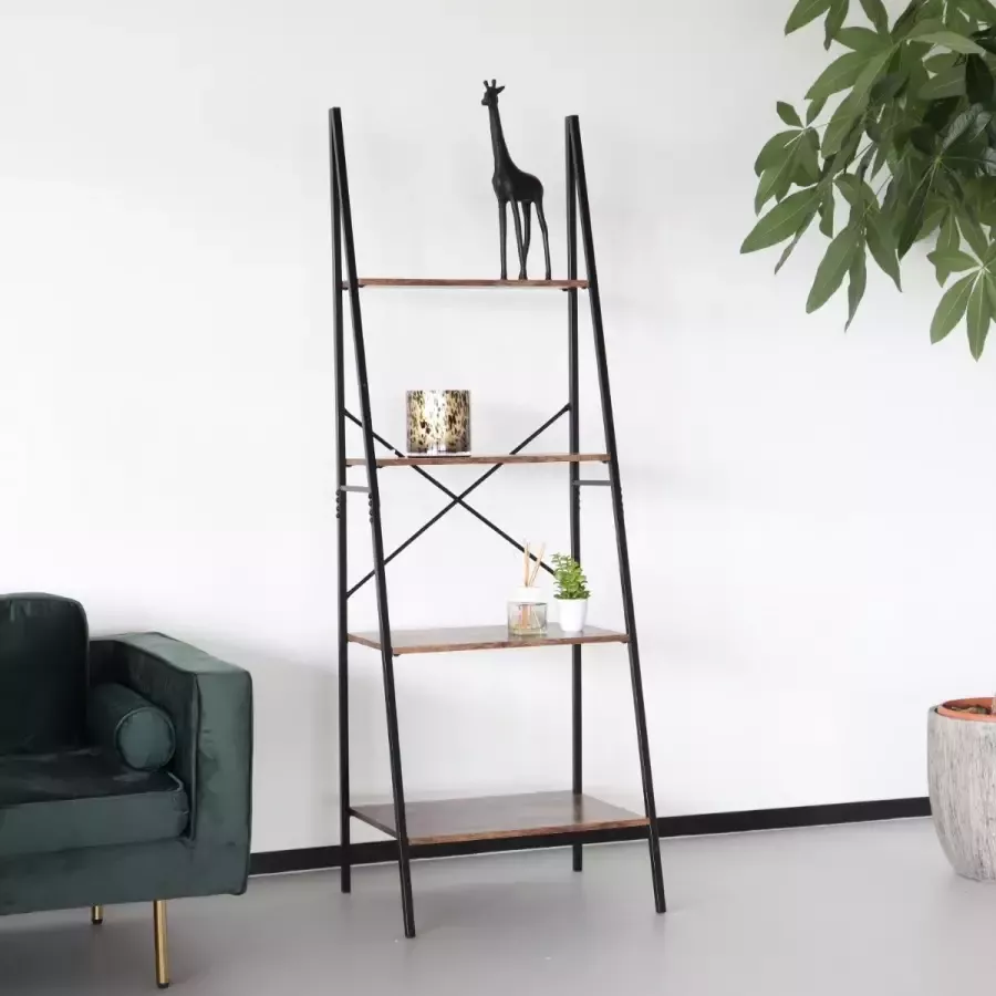 Lizzely Garden & Living Boekenkast industrieel Bokhylla MDF wandmeubel hout 60x180cm - Foto 3