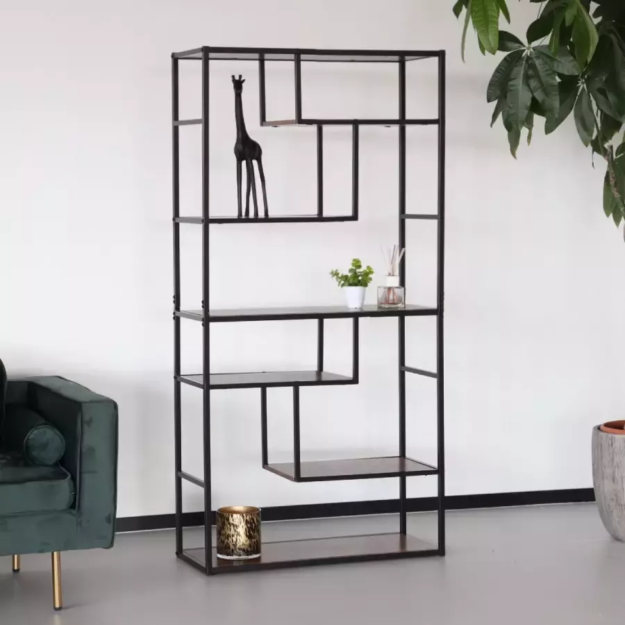 Lizzely Garden & Living Boekenkast industrieel Kirja MDF wandmeubel hout 84x168cm - Foto 2