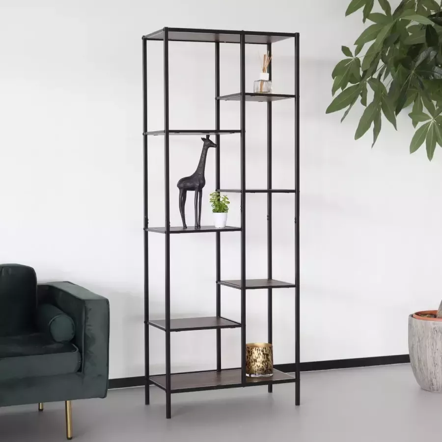 Lizzely Garden & Living Boekenkast industrieel Maudy MDF wandmeubel hout 70x185cm - Foto 2