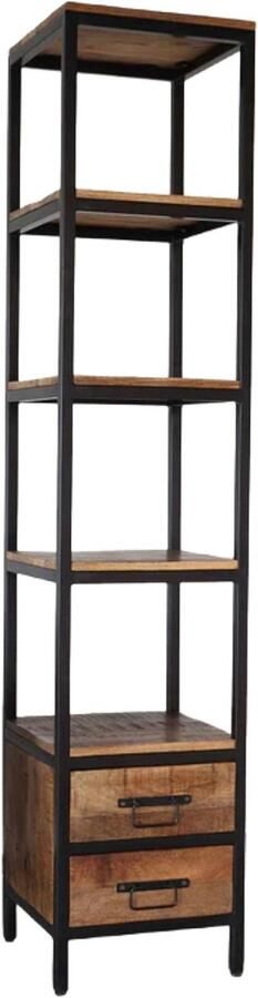 Lizzely Garden & Living Boekenkast mangohout Jaell kast industrieel 183cm duurzaam massief hout mango wandkast - Foto 2