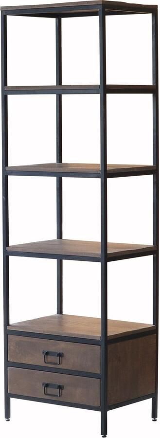 Lizzely Garden & Living Boekenkast mangohout Jaell walnoot bruin kast industrieel 180cm duurzaam massief hout mango wandkast - Foto 3