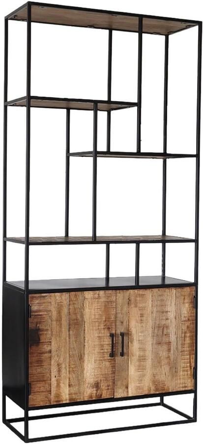 Lizzely Garden & Living Boekenkast mangohout Sidney kast industrieel duurzaam massief hout mango wandkast - Foto 3