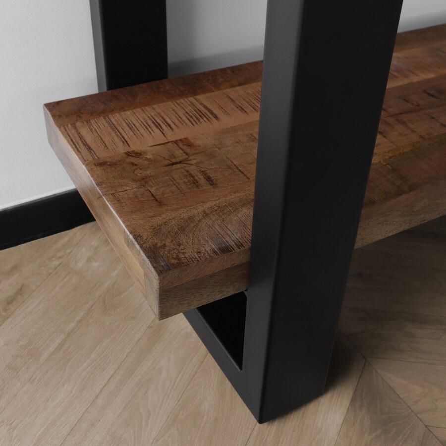 Lizzely Garden & Living Boekenkast mangohout Zazo 200x150cm kast industrieel massief hout mango boekenrek - Foto 2