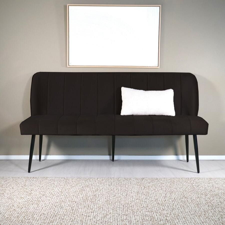 Lizzely Garden & Living Eetkamerbank 160cm Sally velvet zwart eetbank - Foto 2