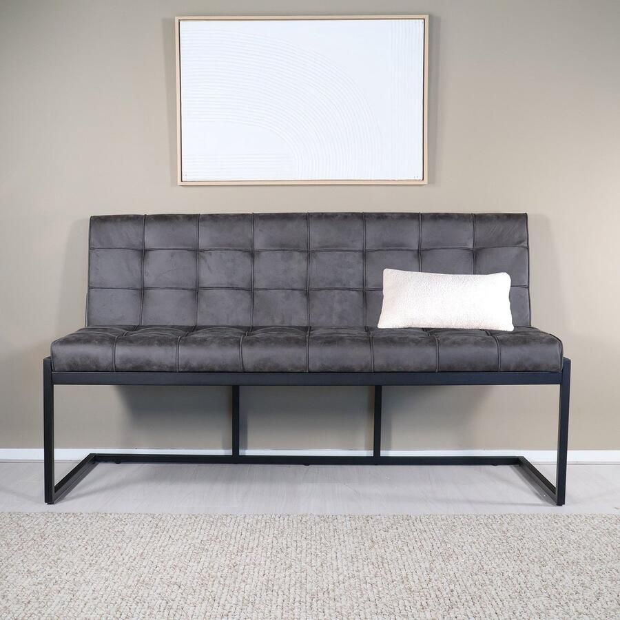 Lizzely Garden & Living Eetkamerbank 160cm Vito antraciet microvezel eetbank