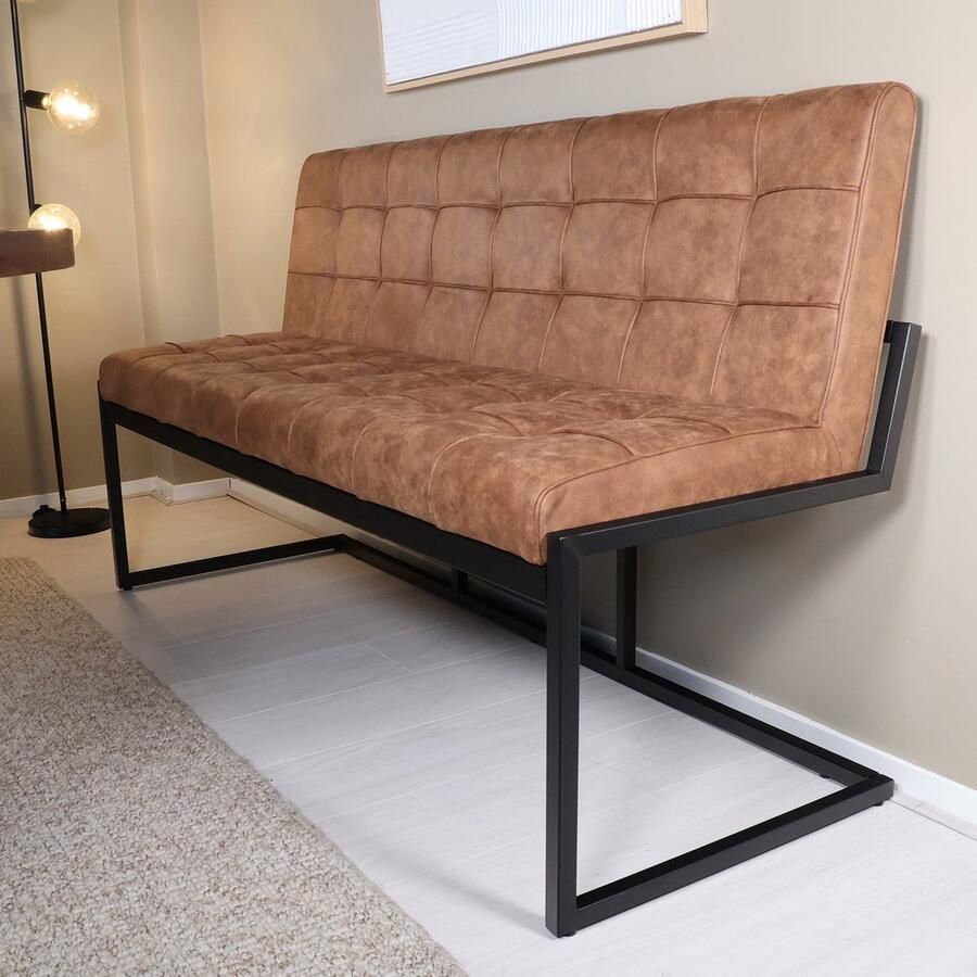 Lizzely Garden & Living Eetkamerbank 160cm Vito bruin microvezel eetbank - Foto 2