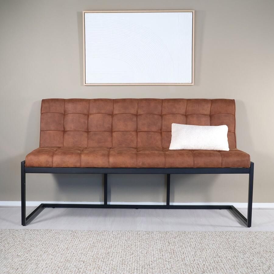 Lizzely Garden & Living Eetkamerbank 160cm Vito cognac microvezel eetbank - Foto 2