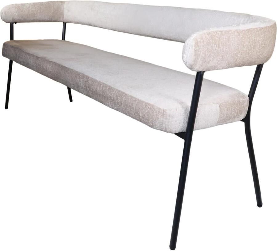 Lizzely Garden & Living Eetkamerbank 180cm Meggie beige chenille eetbank