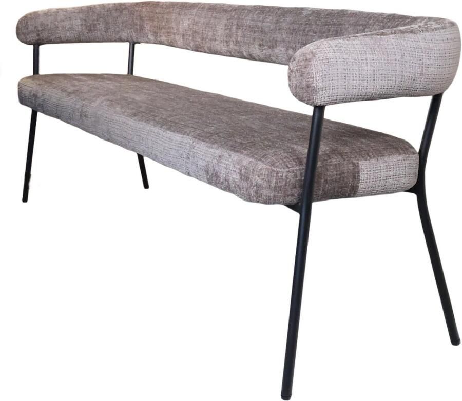 Lizzely Garden & Living Eetkamerbank 180cm Meggie taupe chenille eetbank
