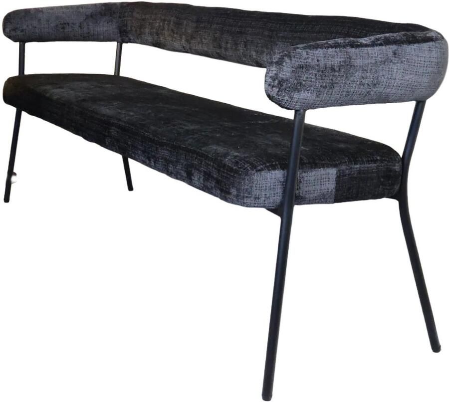 Lizzely Garden & Living Eetkamerbank 180cm Meggie zwart chenille eetbank