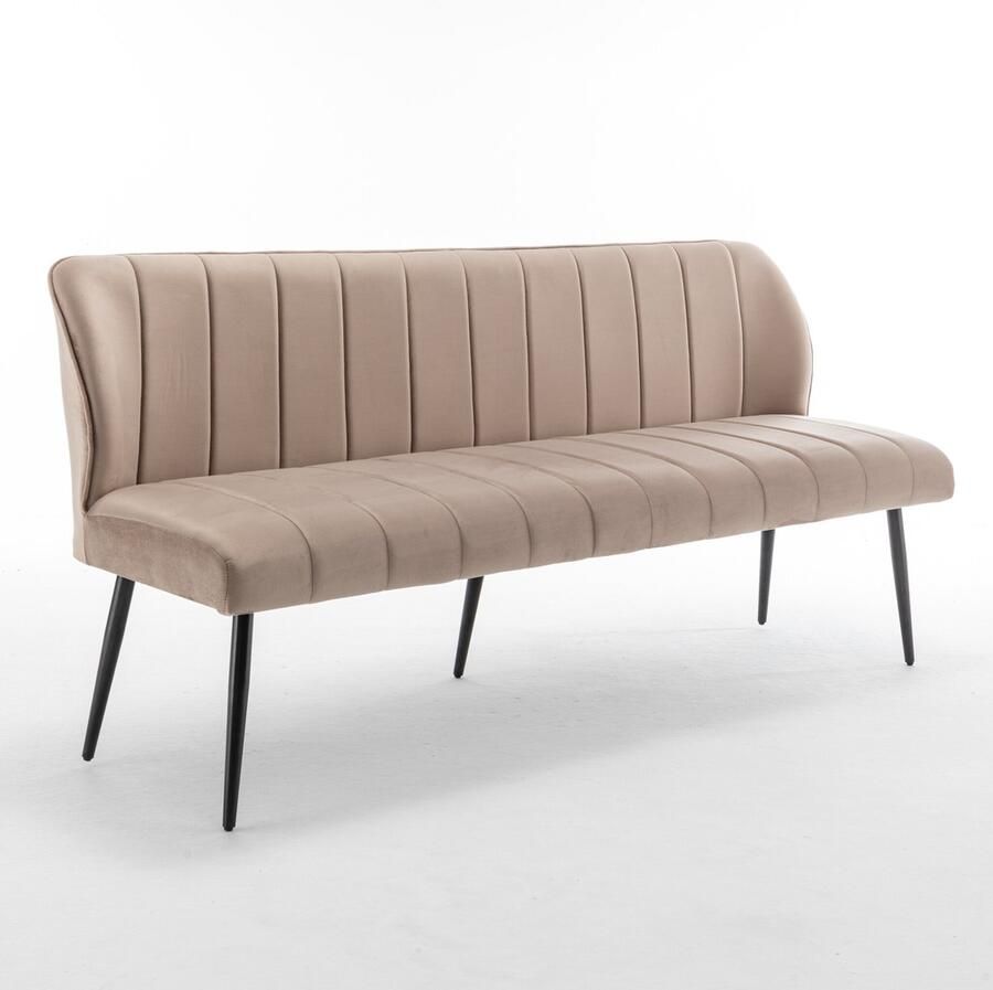 Lizzely Garden & Living Eetkamerbank 180cm Sally velvet champagne bank 3 zits eettafelbank - Foto 2