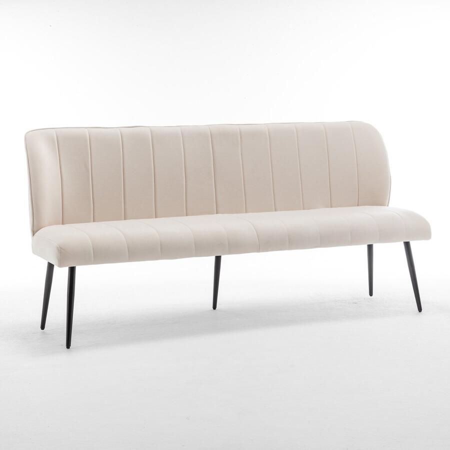 Lizzely Garden & Living Eetkamerbank 180cm Sally velvet creme 3 zits eetbank