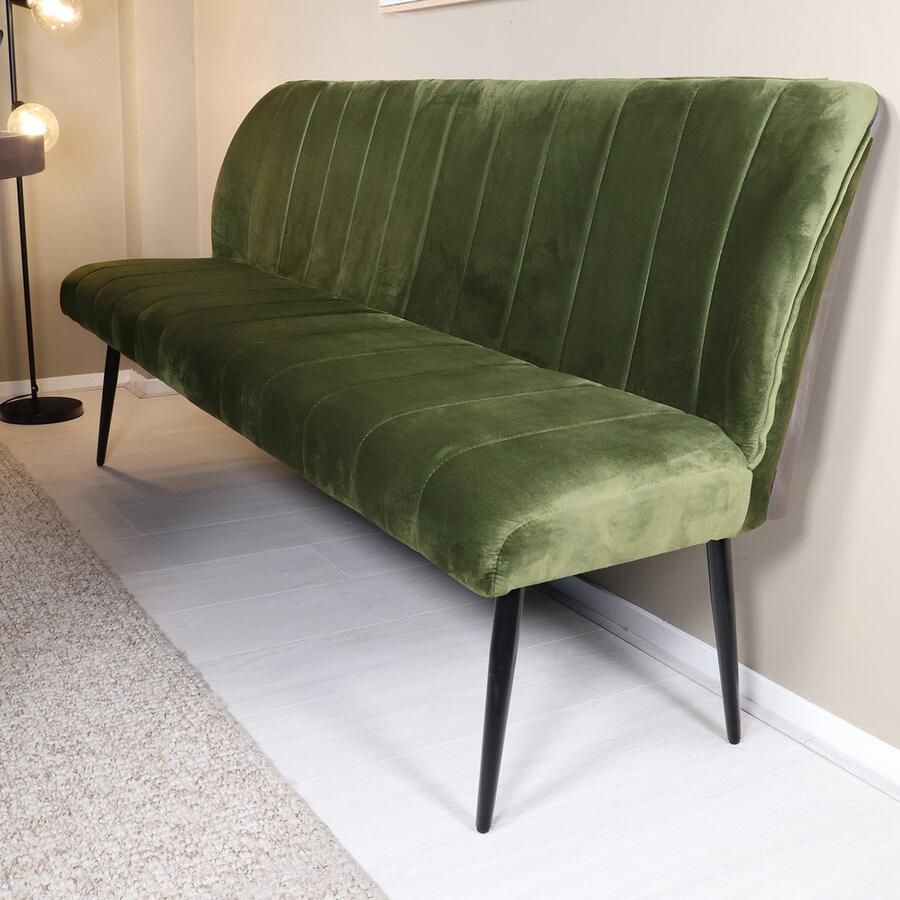 Lizzely Garden & Living Eetkamerbank 180cm Sally velvet donkergroen 3 zits eetbank