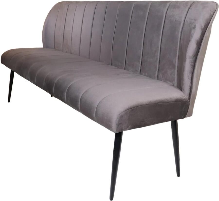 Lizzely Garden & Living Eetkamerbank 180cm Sally velvet grijs 3 zits eetbank - Foto 2