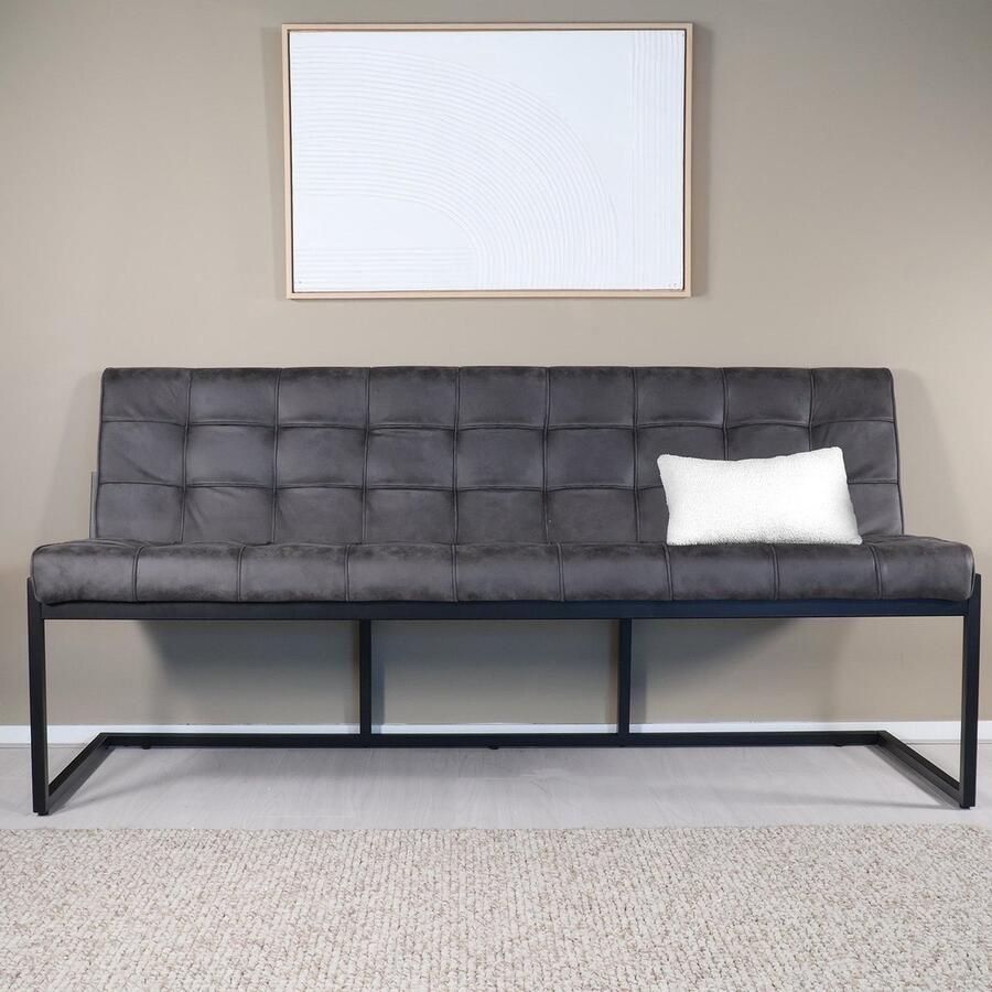 Lizzely Garden & Living Eetkamerbank 180cm Vito antraciet microvezel eetbank