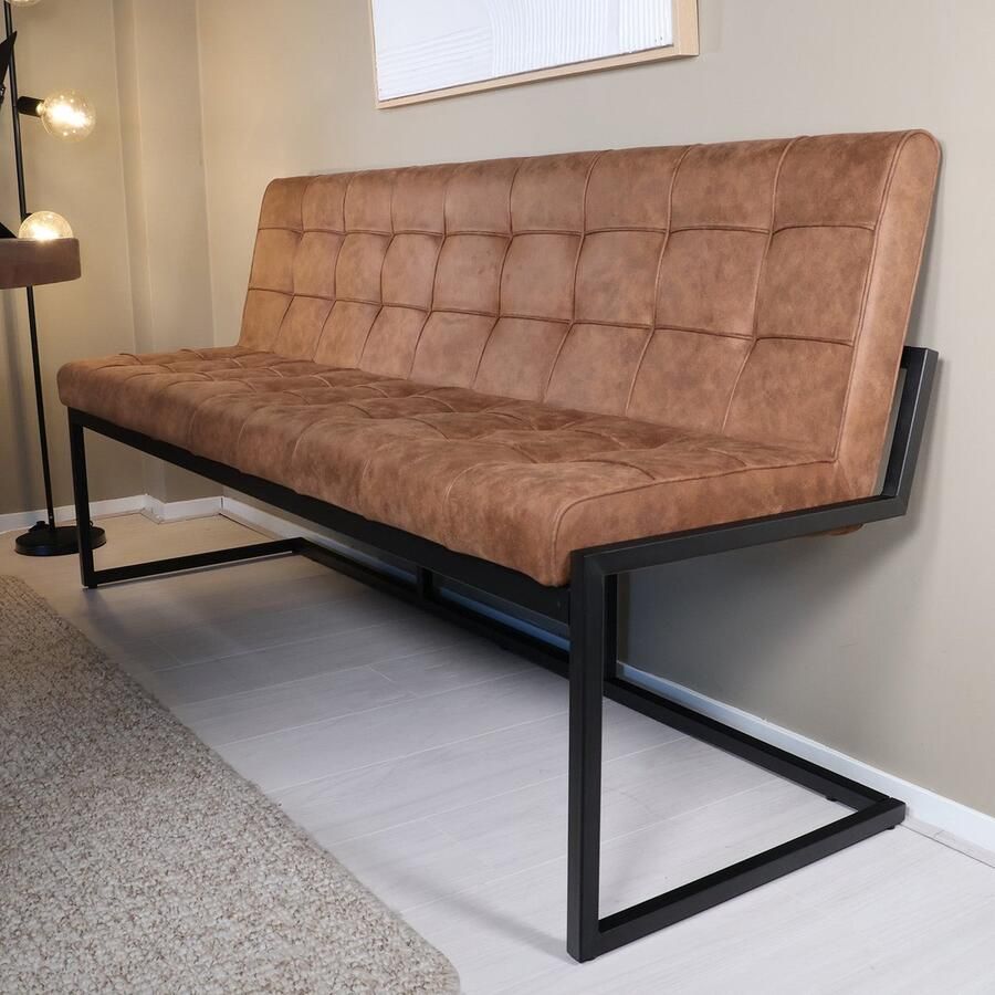 Lizzely Garden & Living Eetkamerbank 180cm Vito bruin microvezel - Foto 2