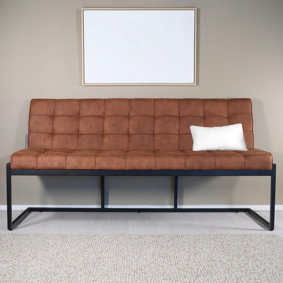 Lizzely Garden & Living Eetkamerbank 180cm Vito cognac microvezel eetbank - Foto 2