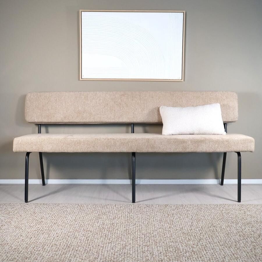 Lizzely Garden & Living Eetkamerbank 180cm Wendy beige stof eetbank