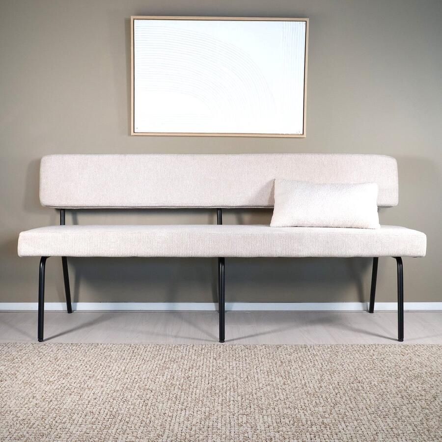 Lizzely Garden & Living Eetkamerbank 180cm Wendy zand stof eetbank - Foto 2